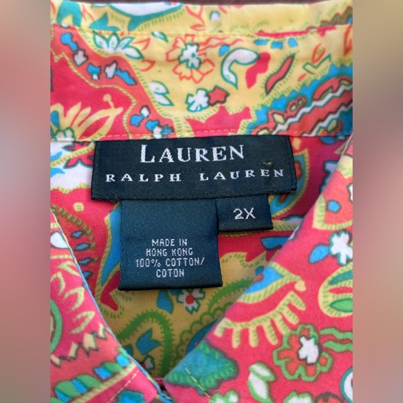 Women’s 2X Ralph Lauren multicolor paisley long sleeve button down shirt - Picture 2 of 12